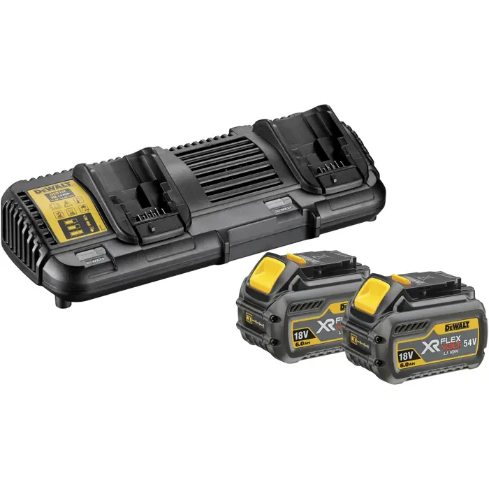 DEWALT XR FLEXVOLT Battery Starter Kit DCB132T2, incl. 2x 54V 2Ah batteries, yellow/black set, 54V 2Ah or 18V 6Ah, dual fast charger DCB132
