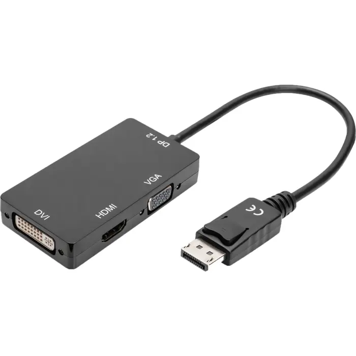 Digitus 3in1 adapter/converter DisplayPort > DisplayPort + HDMI + DVI + VGA (black, 20cm)