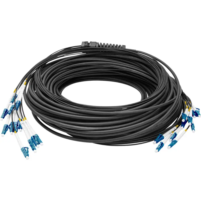 Digitus fiber optic universal breakout cable, duplex, LC/UPC connector, single mode OS2 (black, 50 meters, pre-assembled)