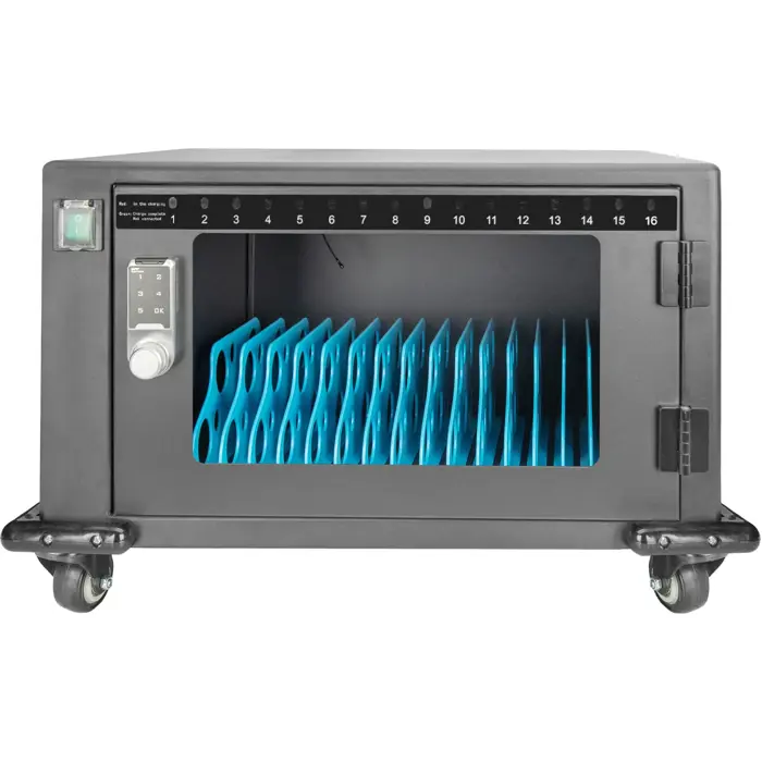 Digitus mobile charging cabinet, 16 charging stations, for tablets up to 14" (black, incl. USB, fan)