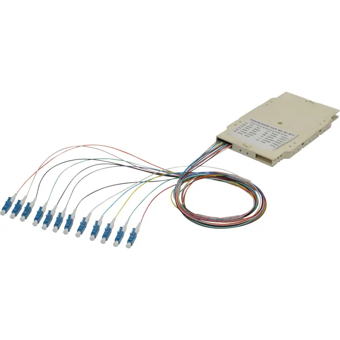Digitus splice cassette with 12 pigtails, pre-assembled, LC, OS2 (gray)