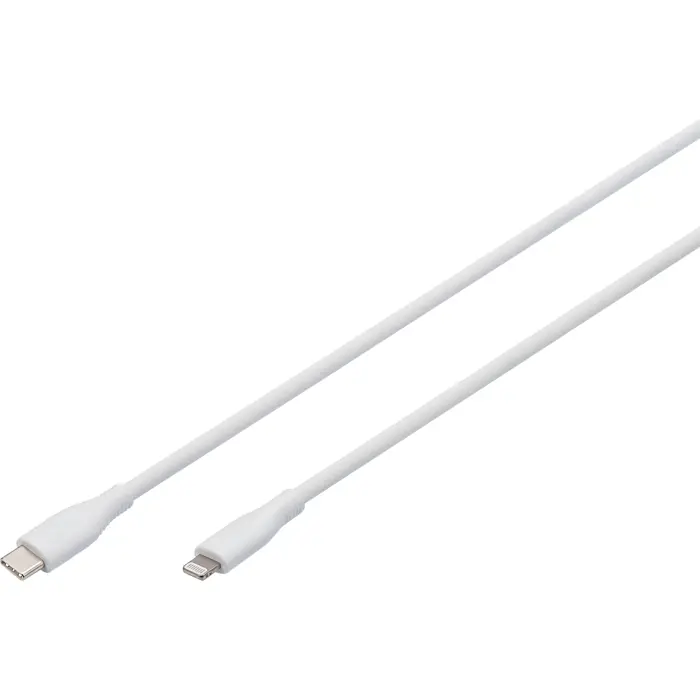 Digitus USB 2.0 silicone cable USB-C > Lightning, MFI certified (white, 1 meter, PD 2.0, charging with up to 60 watts)