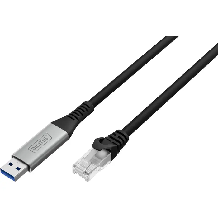 Digitus USB-A 3.2 Gen1 > RJ-45 Ethernet cable, 1Gbit/s (black, 10 meters, 10/100/1,000Mbit/s)