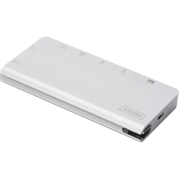 Digitus USB Type-C Multiport Travel Dock, docking station (silver, HDMI, VGA, USB-A, LAN)
