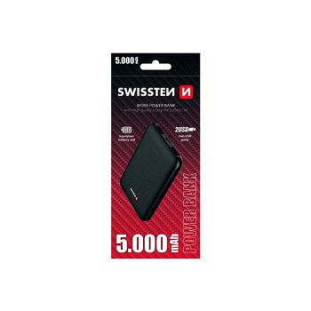 Dodatna baterija - Power Bank SWISSTEN WORKS 5000mAh, 2*USB, crni EOL