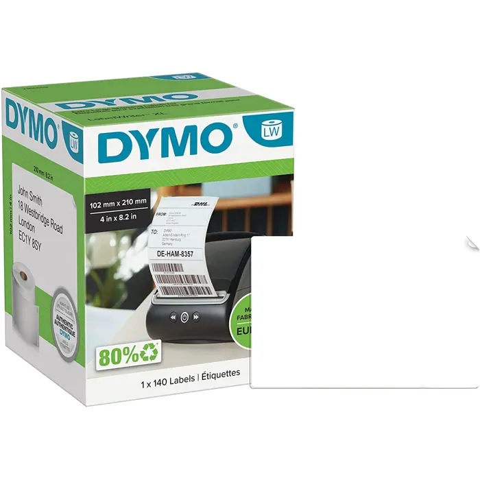 Dymo LabelWriter ORIGINAL DHL shipping labels 102x210mm, 1 roll with 140 labels (permanently adhesive, 2166659)