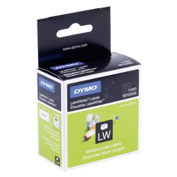 Dymo multi-purpose labels wh 13x25mm