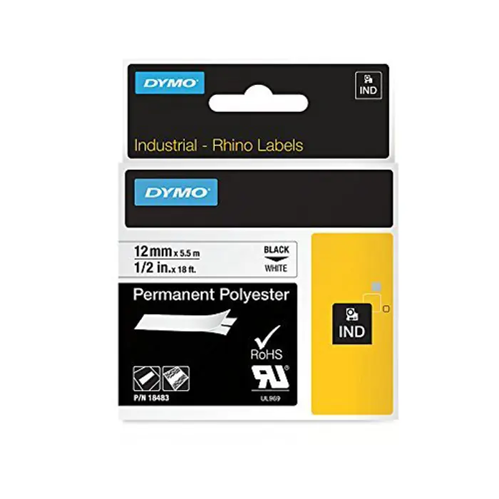 Dymo Rhino Band Poly black / white 12mmx5,5m