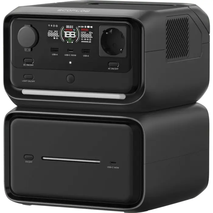 EcoFlow RIVER 3 Max Plus (RIVER 3 Plus + additional battery EB600), power station black, 858 Wh, X-boost 2,400W, 2 LFP batteries