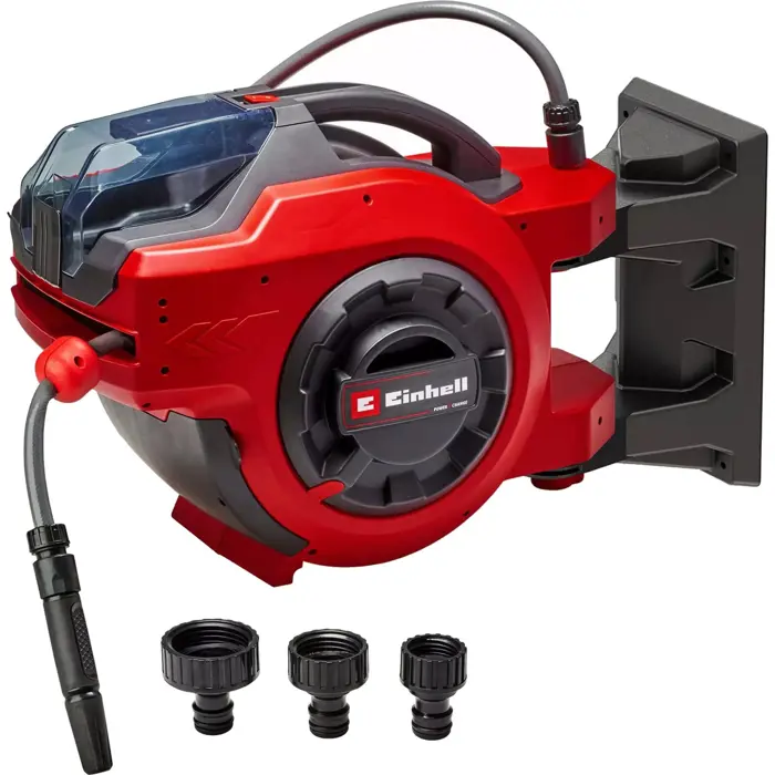EINHELL Power X-Change cordless hose reel GE-HR 18/30 Li-Solo, 18 Volt red, without battery and charger, 30 meters, with connections