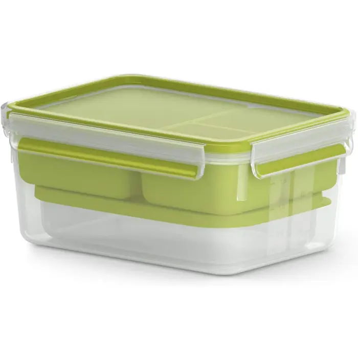 Emsa CLIP & GO Lunchbox XL, lunch box (green/transparent, with inserts)
