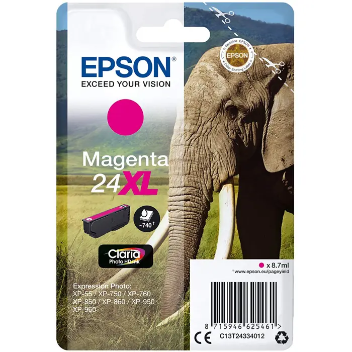 Epson Magenta Ink 24XL (C13T24334012) (Claria Photo HD)