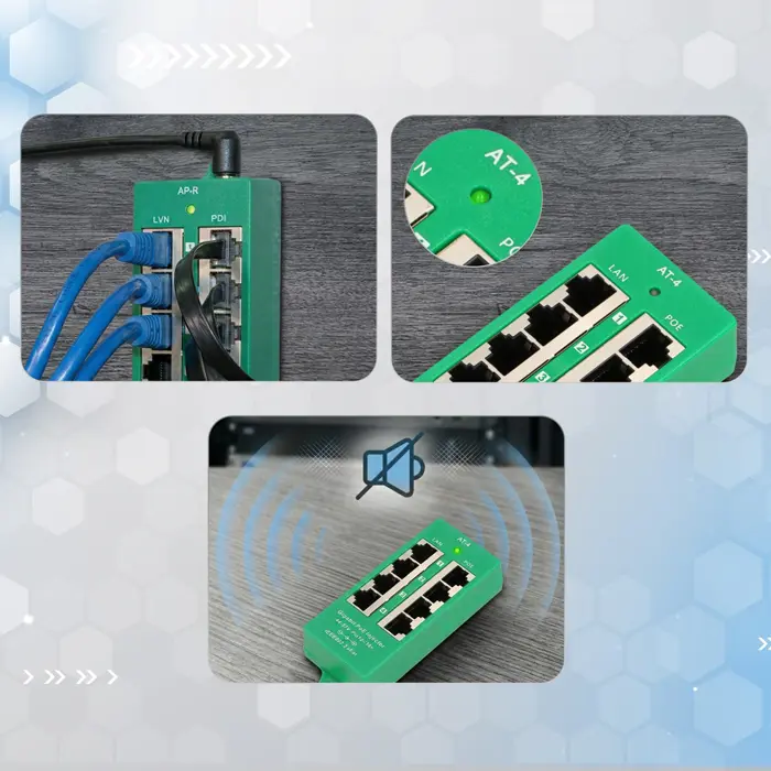 Extralink Gigabit PoE Injector 4 Portowy Active, 4 ports Gigabit 802.3at/af, Mode A