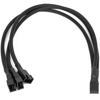 Fan Splitter 4pin to 3x4pin sleeved, black