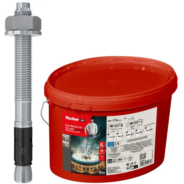 Fischer bolt anchor FAZ II Plus 12/10 in a bucket (silver, 85 pieces, galvanized)