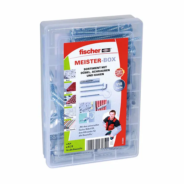 Fischer Meister-Box UX with screws and hooks - dowels - 118-piece