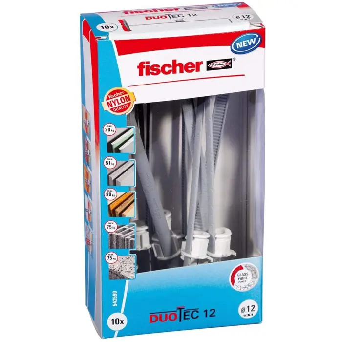 fischer toggle dowel DUOTEC 12 LD (light grey/red, 10 pieces)