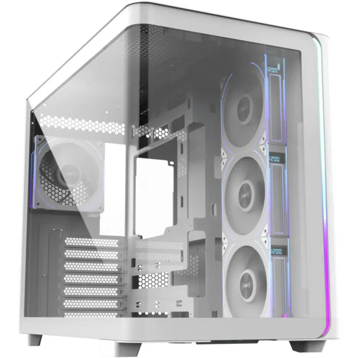 FSP M580-WP, tower case white, tempered glass