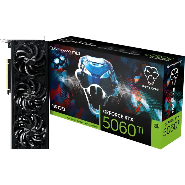 Gainward GeForce RTX 5060 Ti Python III 16GB (DLSS 4, 3x DisplayPort, 1x HDMI 2.1)