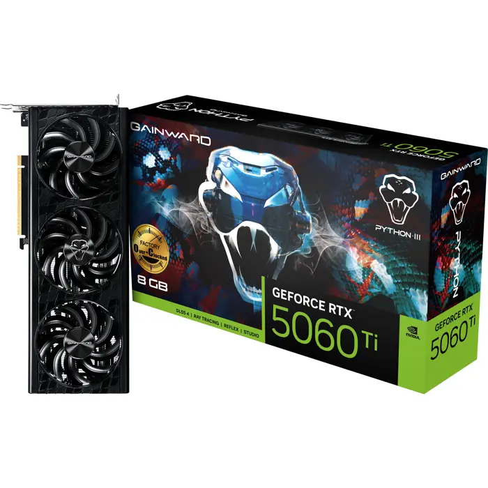 Gainward GeForce RTX 5060 Ti Python III OC 8GB (DLSS 4, 3x DisplayPort, 1x HDMI 2.1)