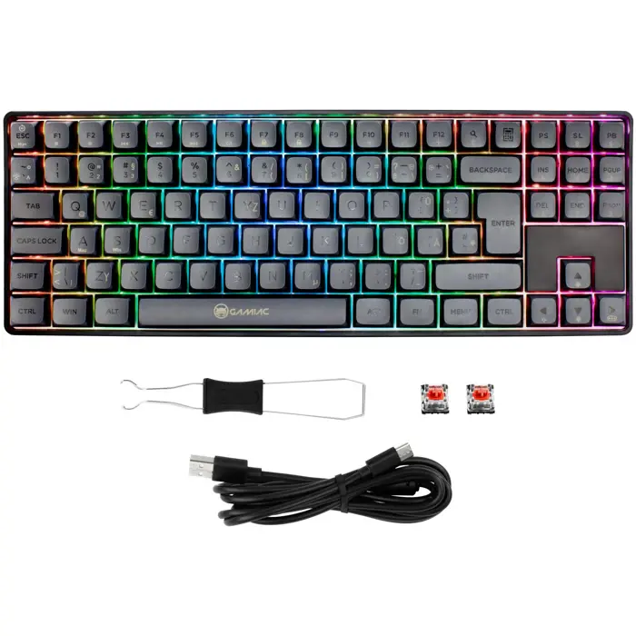 GAMIAC TKL90G Gaming Keyboard, Kailh Red - black/grey-GAKM-G90DW14.11