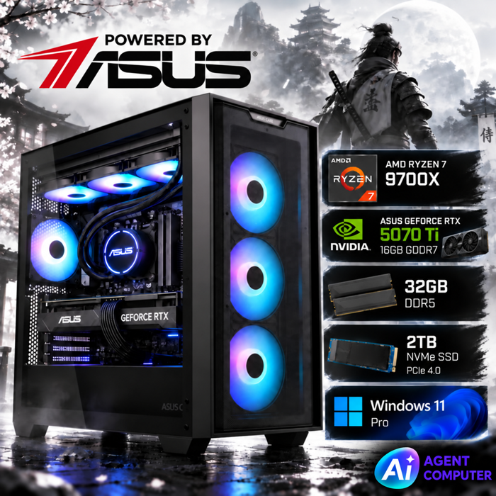 Gaming AI agent PRO 32 – Ryzen 7 9700X, RTX 5070 Ti 16GB, 32GB RAM, 2TB SSD - Powered By ASUS