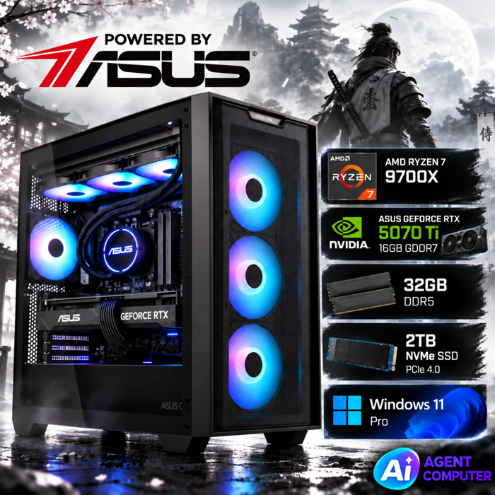 Gaming AI agent PRO 64 – Ryzen 7 5800X3D, RTX 5070 Ti 16GB, 64GB RAM, 2TB SSD - Powered By ASUS 