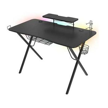 Gaming stol GENESIS Holm 300, LED RGB, 3x USB, bežični punjač, crni