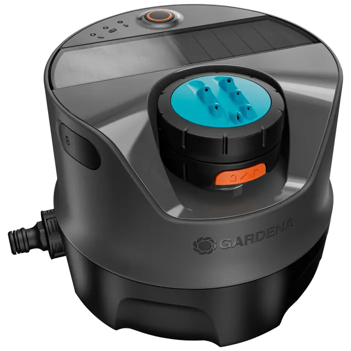Gardena AquaPrecise above-ground irrigation system (grey/turquoise, with mounting plate and hose connection)