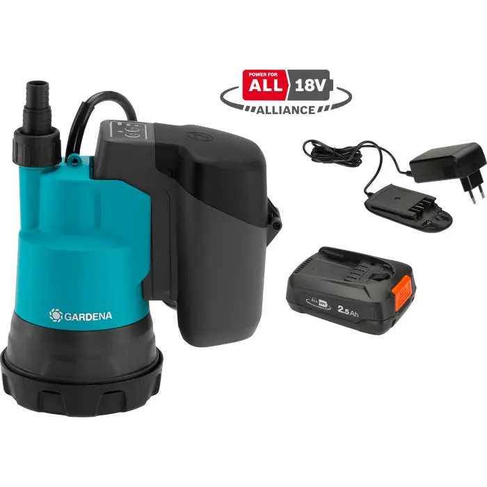 Gardena Cordless Clear Water Submersible Pump 2000/2 18V P4A - 14600-20