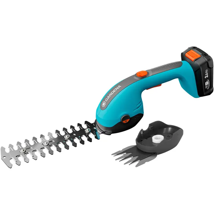 GARDENA cordless grass shears PowerCut 20/18V P4A, with shrub blade (turquoise/grey, Li-Ion battery 2.0Ah, POWER FOR ALL ALLIANCE)