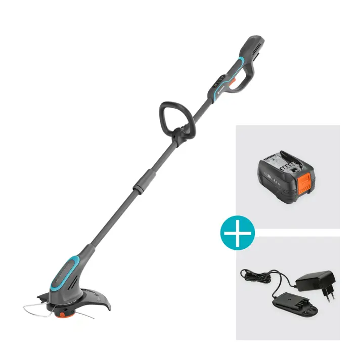 Gardena cordless grass trimmer PowerTrim 30/18V P4A (grey/turquoise, Li-Ion battery 4Ah, POWER FOR ALL ALLIANCE)