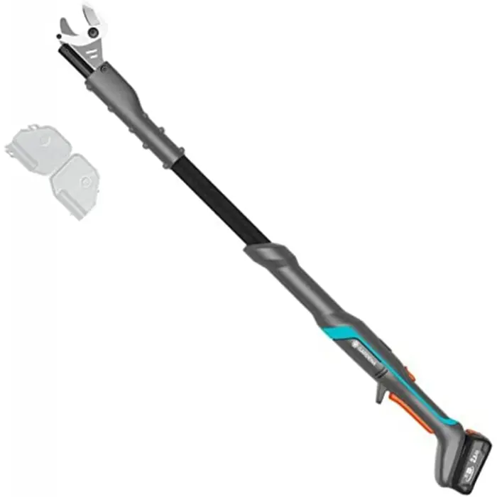 GARDENA Cordless Pruning Shears EasyCut 110/18V P4A Ready-To-Use Set, 18V (dark grey/turquoise, Li-Ion battery 2.0Ah, POWER FOR ALL ALLIANCE)