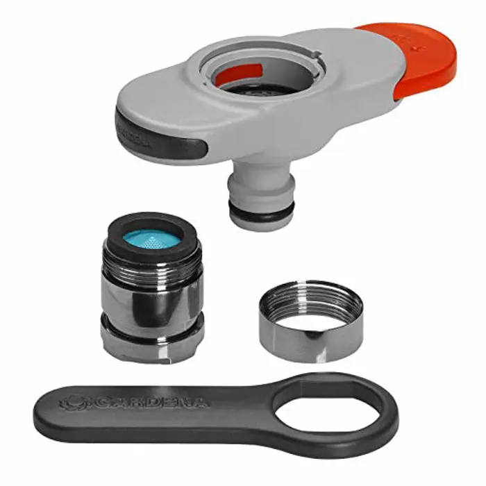 GARDENA Faucet Connector for Indoor Taps, Faucet Piece (light grey / orange, 13mm (1/2 ") - 19mm (3/4"))