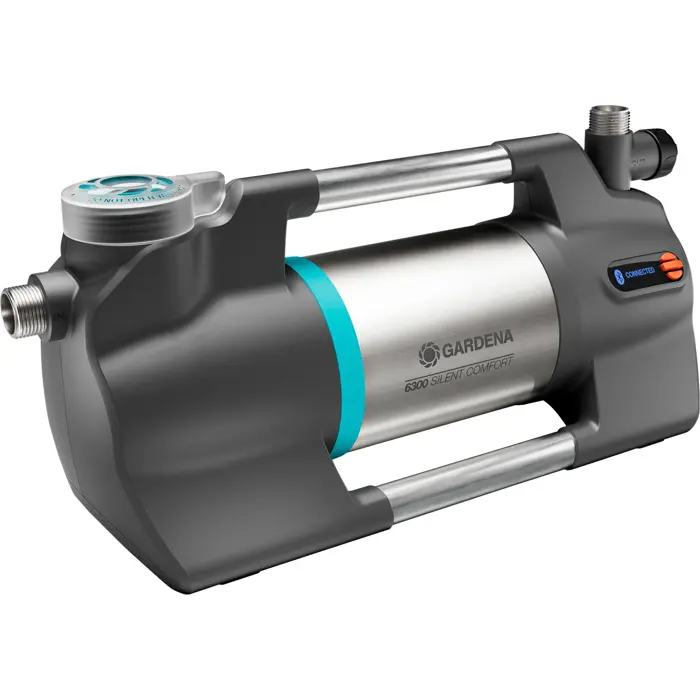 GARDENA Garden Pump 6300 SilentComfort (dark grey/stainless steel, 1,050 watts, Bluetooth, model 2023)