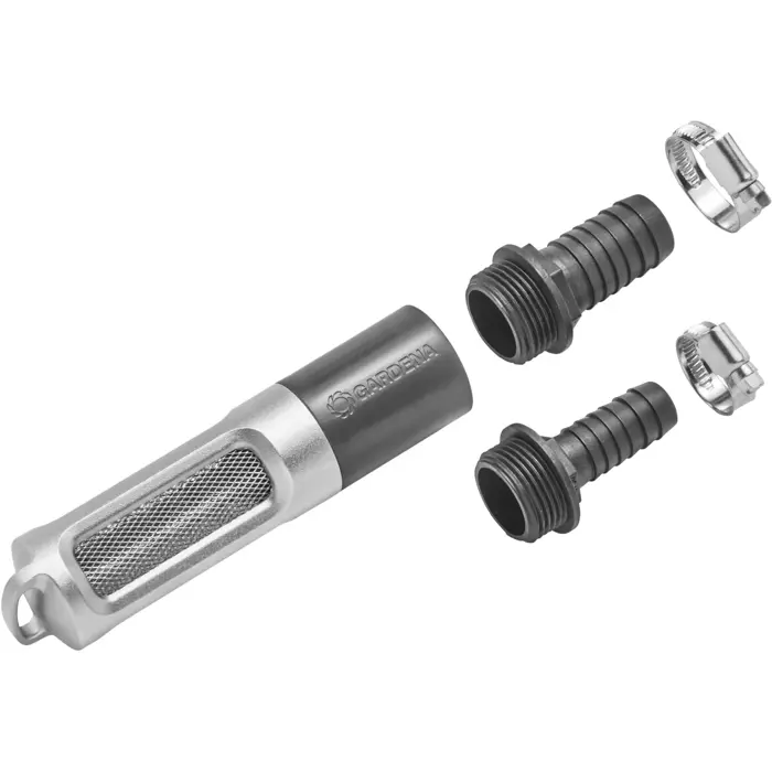 Gardena metal suction filter with backflow preventer, 19 mm (3/4") / 25 mm (1") (grey/silver, with hanging loop)