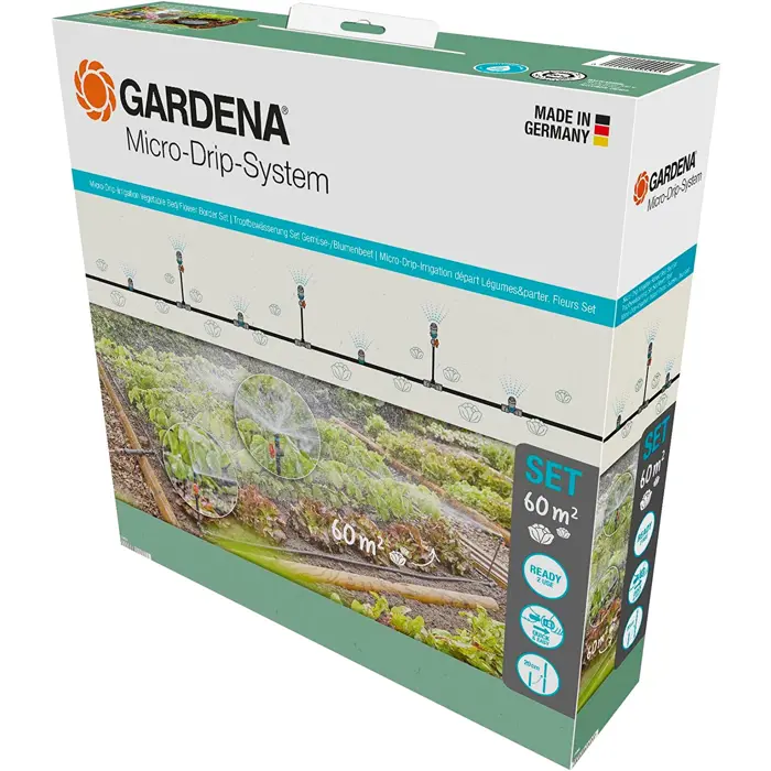 GARDENA Micro-Drip-System drip irrigation set vegetable/flower bed 60m2, dripper (black/grey, model 2023)