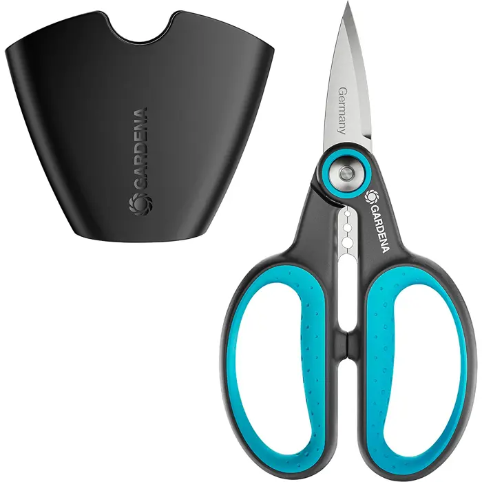 Gardena Secateurs HerbCut, set with holster (grey/turquoise, herb scissors with defoliation function)