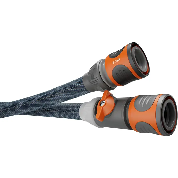 GARDENA Textile Hose Liano Xtreme 1/2", 10 meter set + indoor adapter + bag (dark grey/orange, model 2023, incl. watering nozzle, control valve)