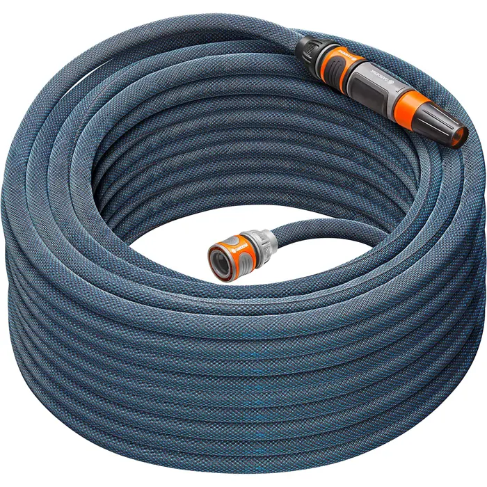 Gardena Textile Hose Liano Xtreme 1/2, 30 meter set (dark grey/orange, model 2023, incl. cleaning syringe, 2 tap connectors)