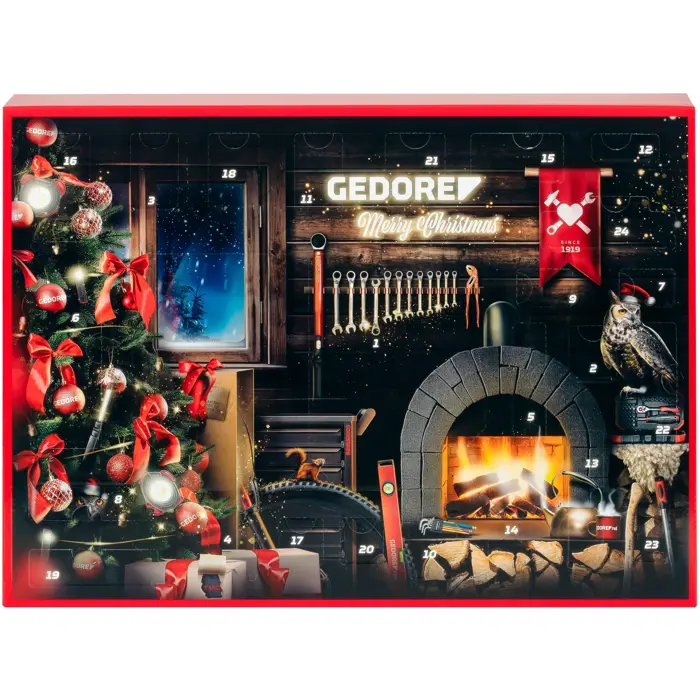 GEDORE red Advent Calendar 2024, limited edition, tool set black/red, 33 pieces, 1/4"