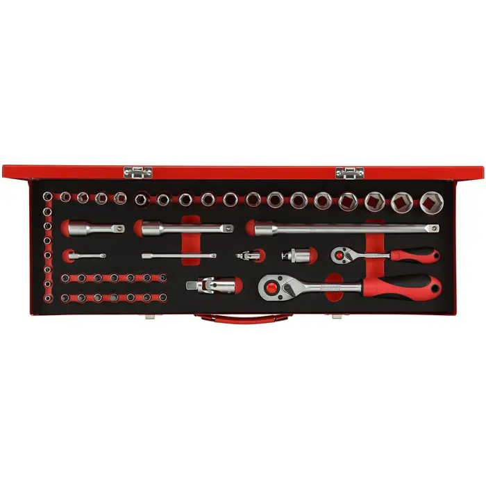 Gedore Red socket set 1/4 "+ 1/2", 49 pieces (red, with 2 switching creaking, SW 4mm - 24mm)
