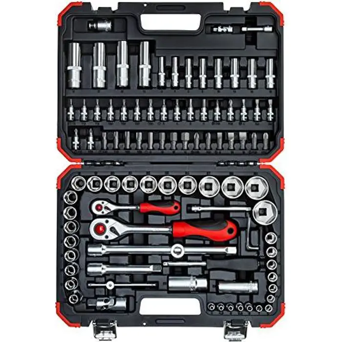 Gedore Red socket wrench set 1/4 "+ 1/2", 94 pieces (red / black, with reversible ratchets, SW 4mm - 32mm)