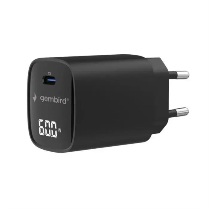 Gembird 60W USB Type-C fast charger, LCD, black