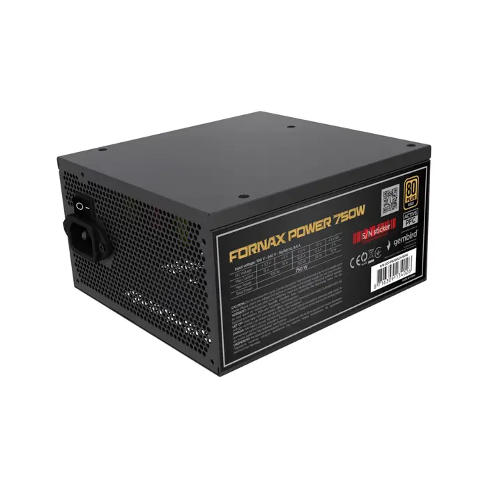 Gembird CCC-PSUGOLD-750W Power supply unit Fornax Power 750W active PFC 12cm fan 80+Gold