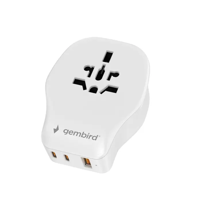 Gembird TPA-1A2C20-02-W Universal travel power adapter, 20 W, white