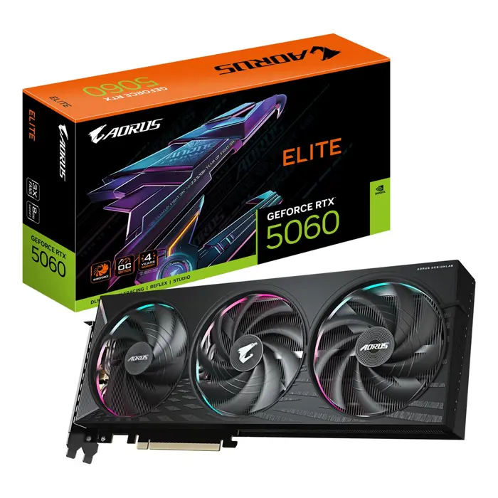 GIGABYTE AORUS GeForce RTX 5060 ELITE 8G Graphics Card - 8GB GDDR7