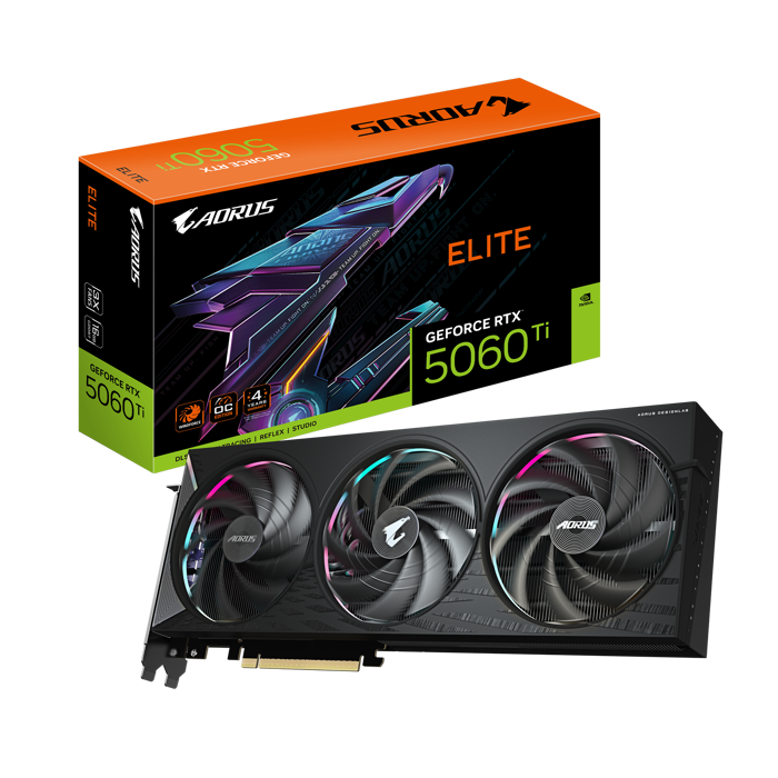 Gigabyte Aorus GeForce RTX 5060 Ti Elite, 16384 MB GDDR7-GV-N506TAORUS E-16GD