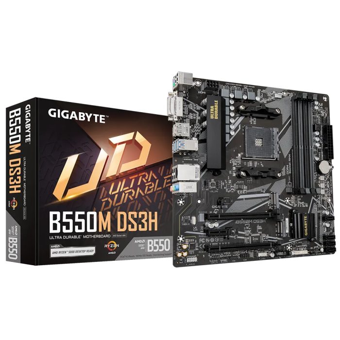 GIGABYTE B550M DS3H, DDR4, SATA3, USB3.2Gen1, HDMI, AM4 mATX.