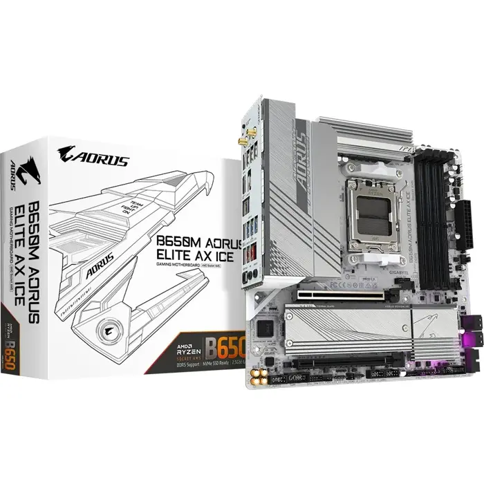 GIGABYTE B650M AORUS ELITE AX ICE - Socket AM5 - motherboard (black)